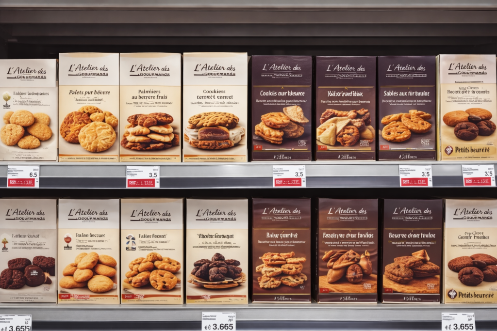 Photo des différents produits l'Atelier des Gourmands en grandes surfaces